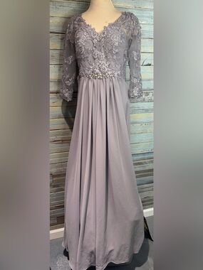 Azazie Lace Bodice A-Line Gown in Dusty Mauve